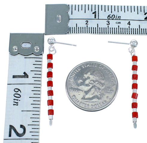 Sterling Silver Coral Bead Post Dangle Earrings RX113420